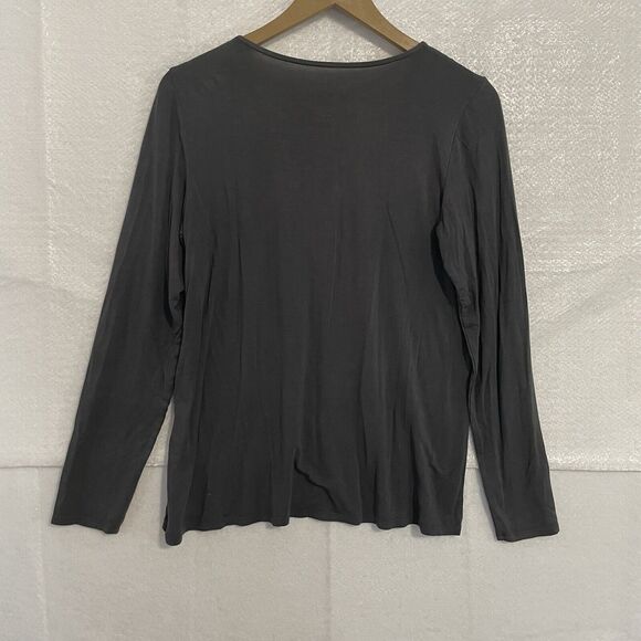 American Eagle Top Women’s M Gray AEO Soft & Sexy Long Sleeve Lace Up Neck NEW - Picture 2 of 9